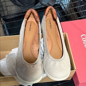 Cobb Hill Lidia Ballet Dove Women's Neutral Grey Leather Flats